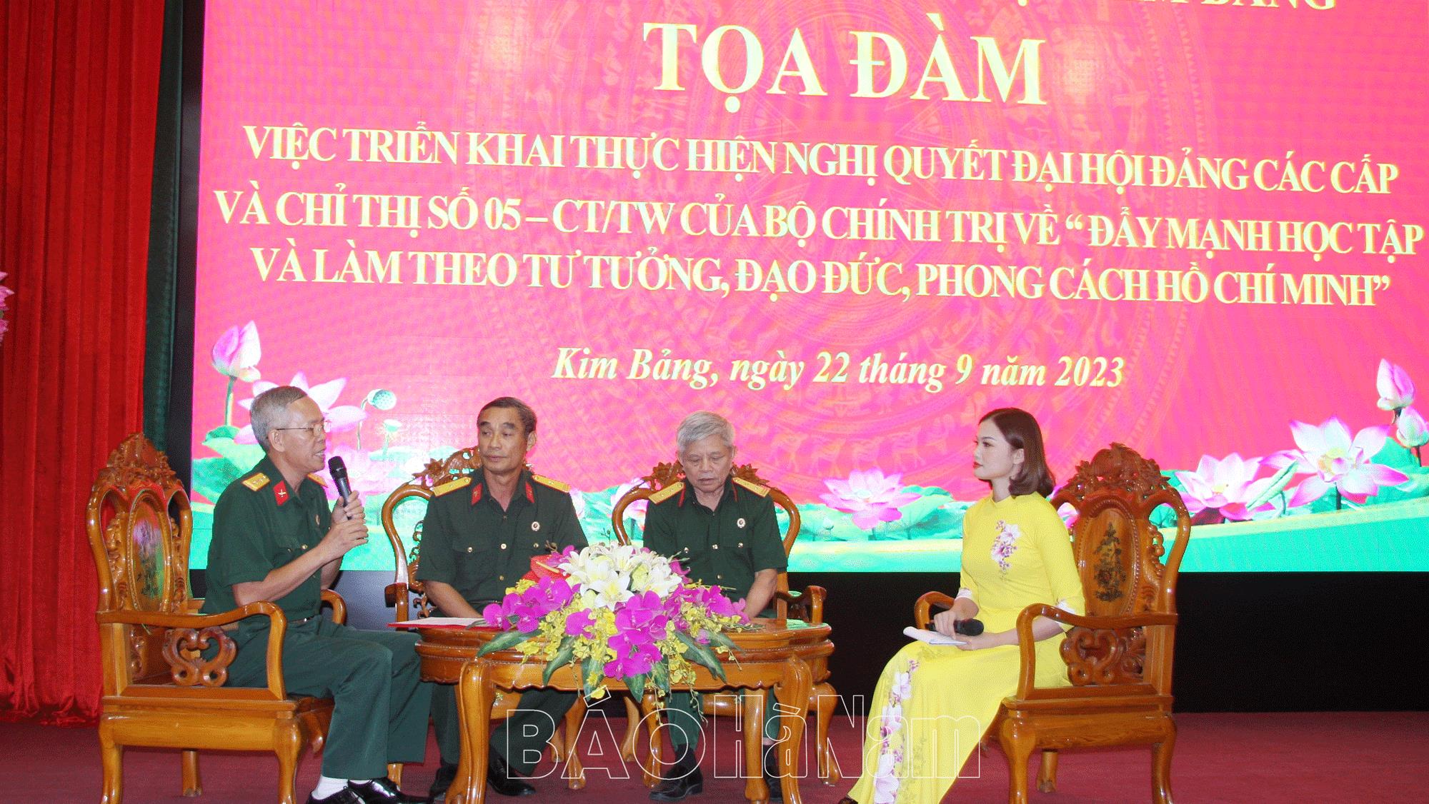 Hội Cựu chiến binh huyện Kim Bảng tọa đàm việc triển khai thực hiện nghị quyết đại hội đảng bộ các cấp và Chỉ thị số 05 của Bộ Chính trị