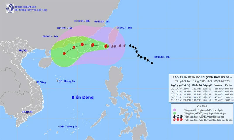 Bão Koinu vào Biển Đông trở thành cơn bão số 4