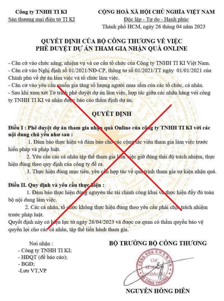 Cảnh báo giả mạo Bộ Công Thương 'phát quà online'