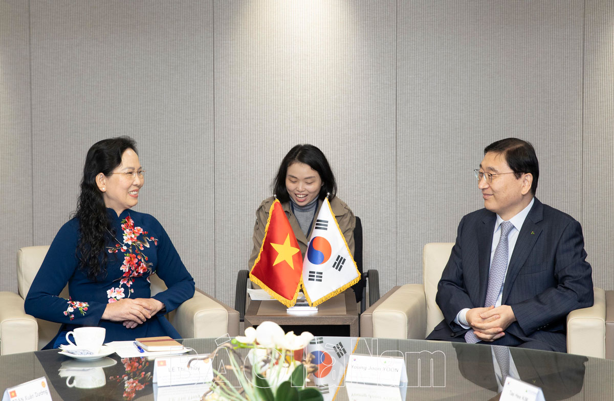 Đồng chí Bí thư Tỉnh ủy Lê Thị Thủy làm việc với Tập đoàn Xây dựng Huyndai E&C (Hàn Quốc)