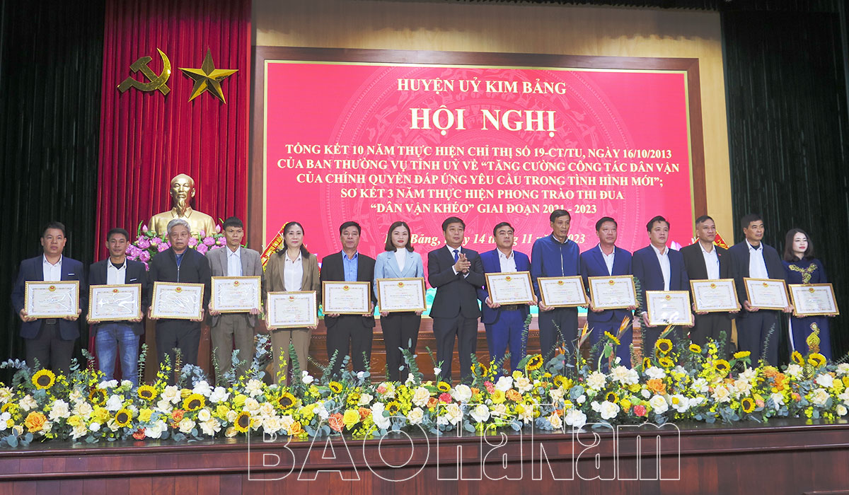 Huyện ủy Kim Bảng tổng kết 10 năm thực hiện Chỉ thị 19; sơ kết 3 năm thực hiện phong trào thi đua “Dân vận khéo”