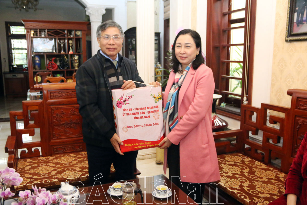 Đồng chí Phó Bí thư Thường trực Tỉnh ủy Đinh Thị Lụa thăm, tặng quà cán bộ chủ chốt của tỉnh qua các thời kỳ