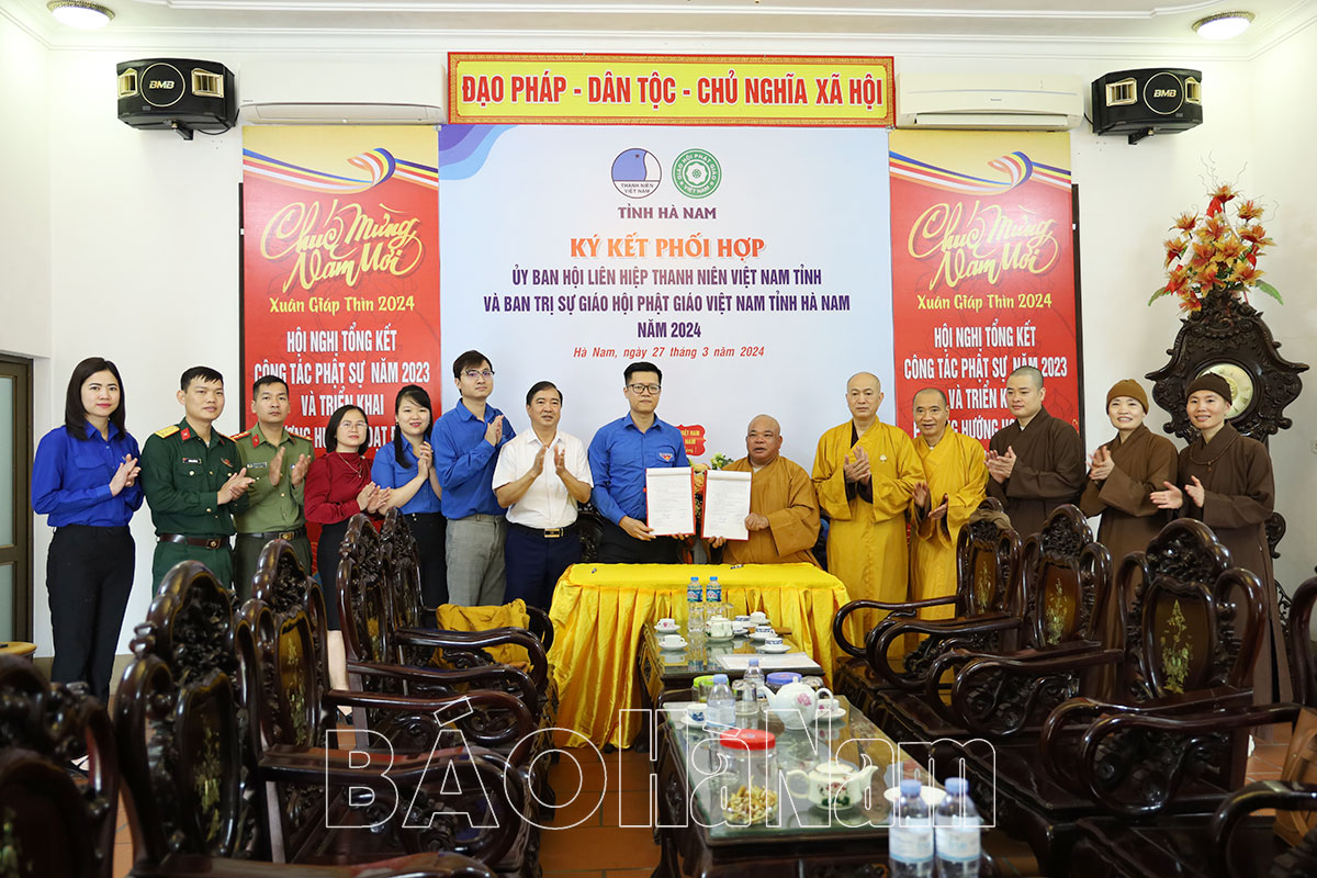 Ký kết Chương trình phối hợp giữa Hội LHTN và Ban Trị sự Giáo hội Phật giáo Việt Nam tỉnh Hà Nam năm 2024