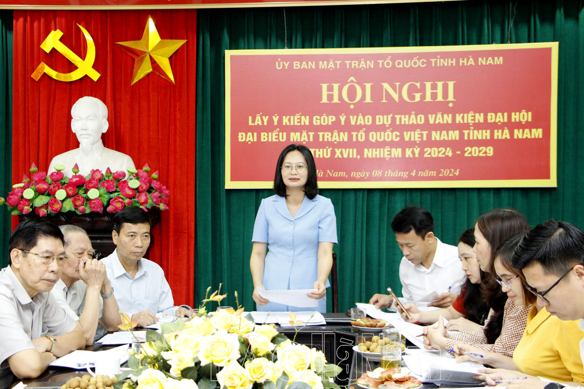 Lấy ý kiến đóng góp dự thảo Báo cáo chính trị Đại hội đại biểu MTTQ tỉnh Hà Nam lần thứ XVII, nhiệm kỳ 2024- 2029