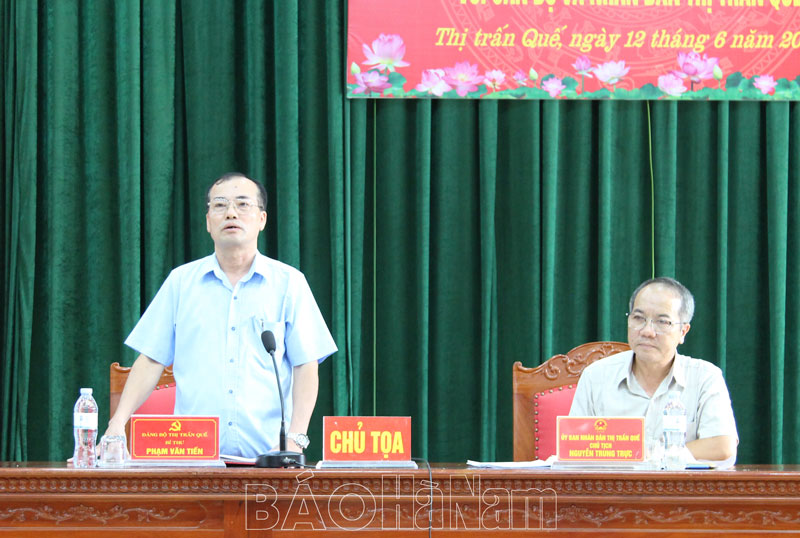 Lãnh đạo Đảng ủy, chính quyền thị trấn Quế đối thoại với cán bộ, đoàn viên, hội viên, nhân dân