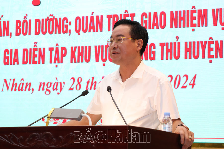 Lý Nhân tập huấn, giao nhiệm vụ các thành phần tham gia diễn tập KVPT huyện