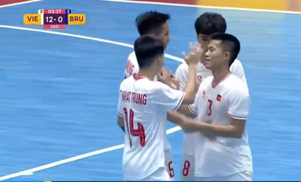Futsal Việt Nam đánh bại Brunei với tỷ số 14-0