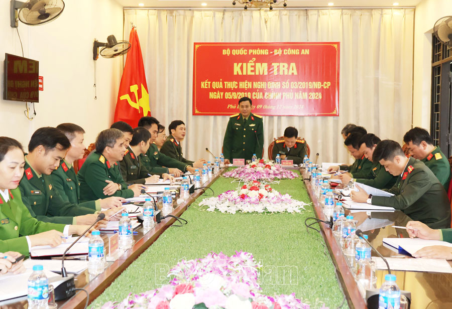 Đoàn công tác của Bộ Quốc phòng – Bộ Công an kiểm tra kết quả thực hiện Nghị định số 03 của Chính phủ tại thành phố Phủ Lý