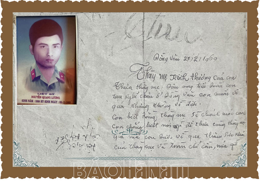 Lời hứa dang dở “Bao giờ thống nhất Tổ quốc anh về” và lá thư cuối cùng của người liệt sỹ Hà Nam