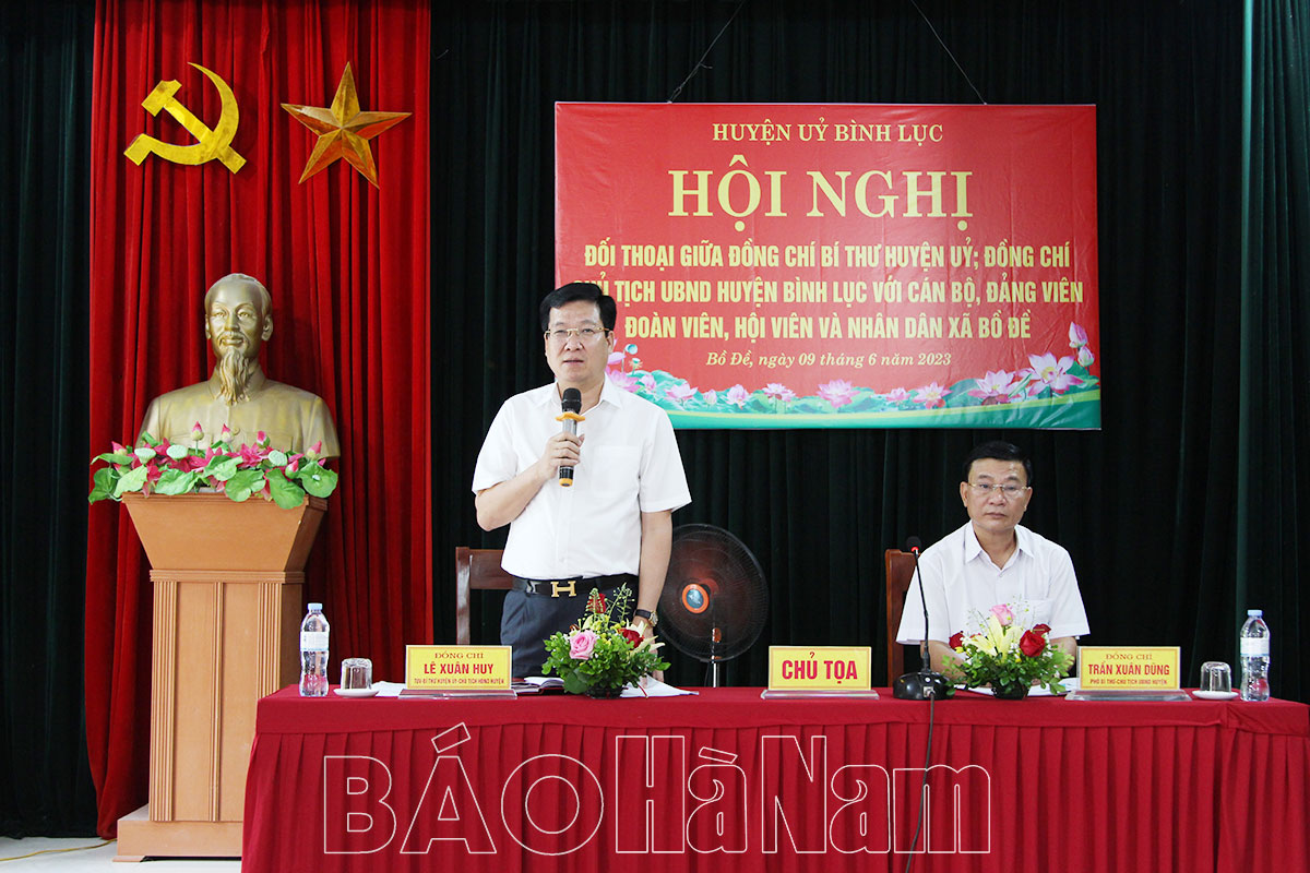 Huyện ủy Bình Lục tổ chức hội nghị đối thoại giữa người đứng đầu cấp ủy, chính quyền với CBĐV, ĐVHV và nhân dân xã Bồ Đề
