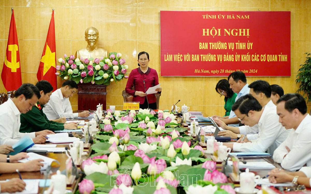 Ban Thường vụ Tỉnh ủy làm việc với Ban Thường vụ Đảng ủy Khối các cơ quan tỉnh