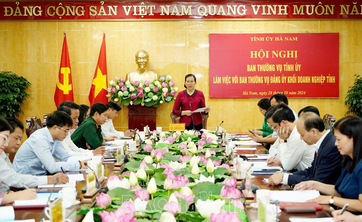 Ban Thường vụ Tỉnh ủy làm việc với Ban Thường vụ Đảng ủy Khối Doanh nghiệp tỉnh