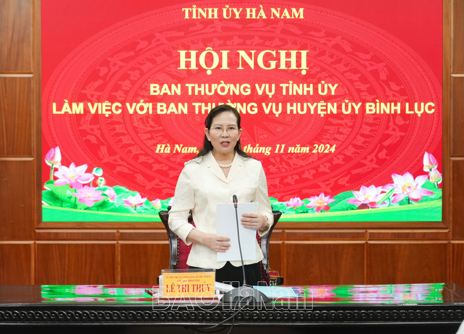 Ban Thường vụ Tỉnh ủy làm việc với Ban Thường vụ Huyện ủy Bình Lục