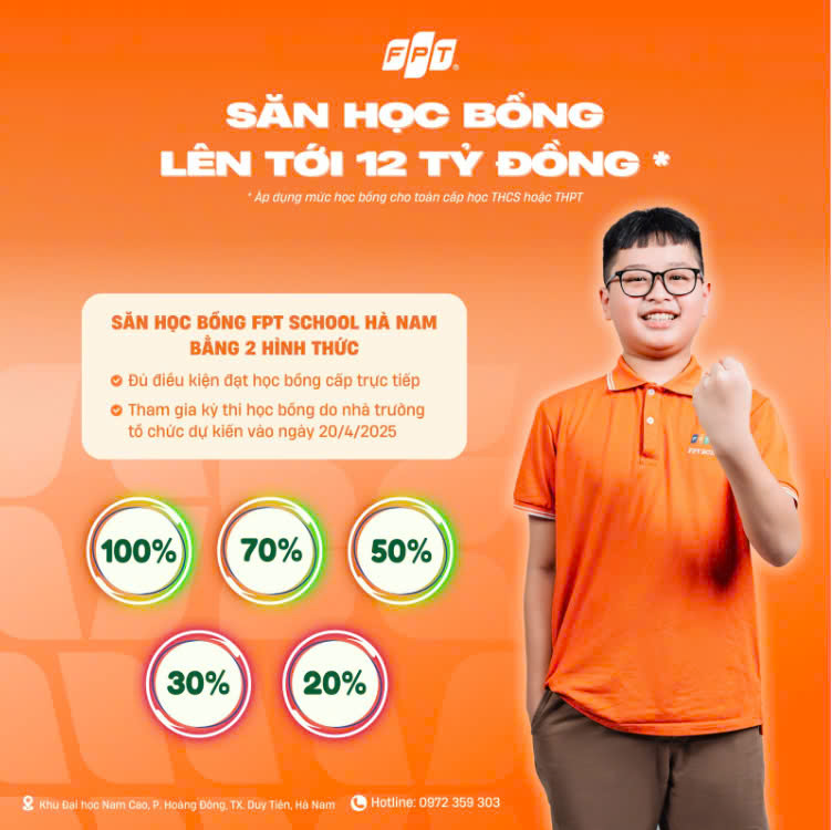 Trường Tiểu học, THCS và THPT FPT tung quỹ học bổng lên đến 12 tỷ đồng