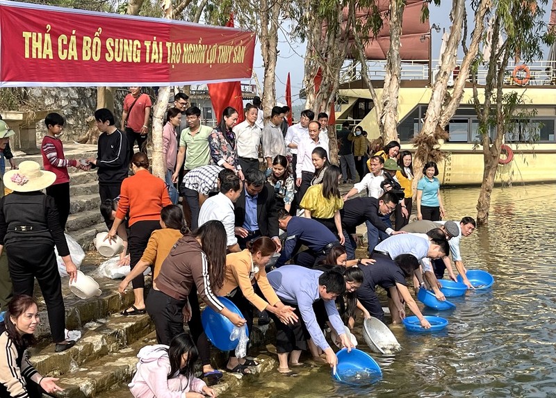 Yên Bái: Thả cá bổ sung nguồn lợi  thủy sản hồ Thác Bà