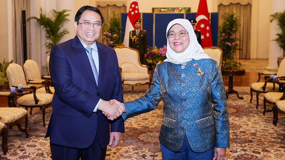 Thủ tướng Phạm Minh Chính hội kiến Tổng thống Singapore Halimah Yacob