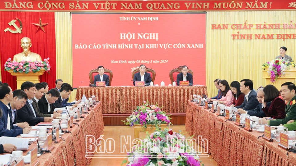 Ban Thường vụ Tỉnh uỷ nghe báo cáo công tác thu hồi đất thực hiện các dự án tại khu vực Cồn Xanh