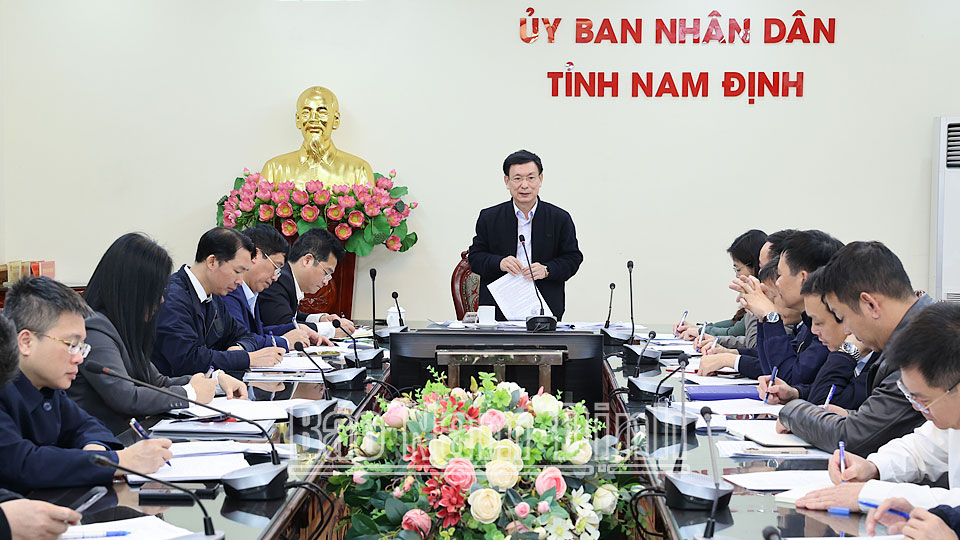 UBND tỉnh kiểm điểm tiến độ Dự án xây dựng tuyến đường bộ mới Nam Định - Lạc Quần - Đường bộ ven biển