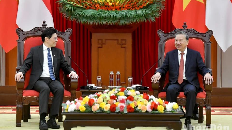 Tổng Bí thư Tô Lâm tiếp Thủ tướng Singapore Lawrence Wong