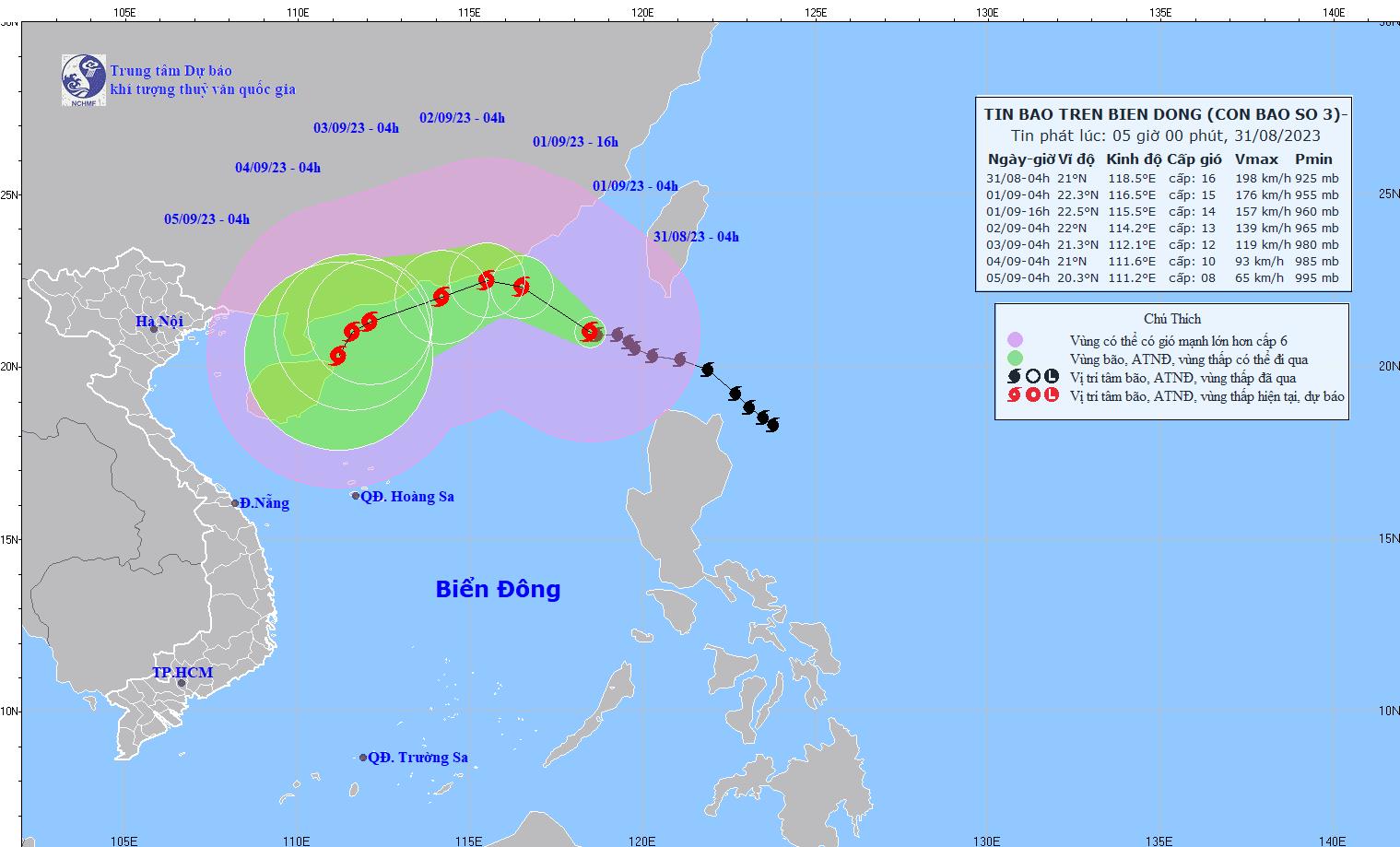 Bão số 3 mạnh cấp 16, giật trên cấp 17