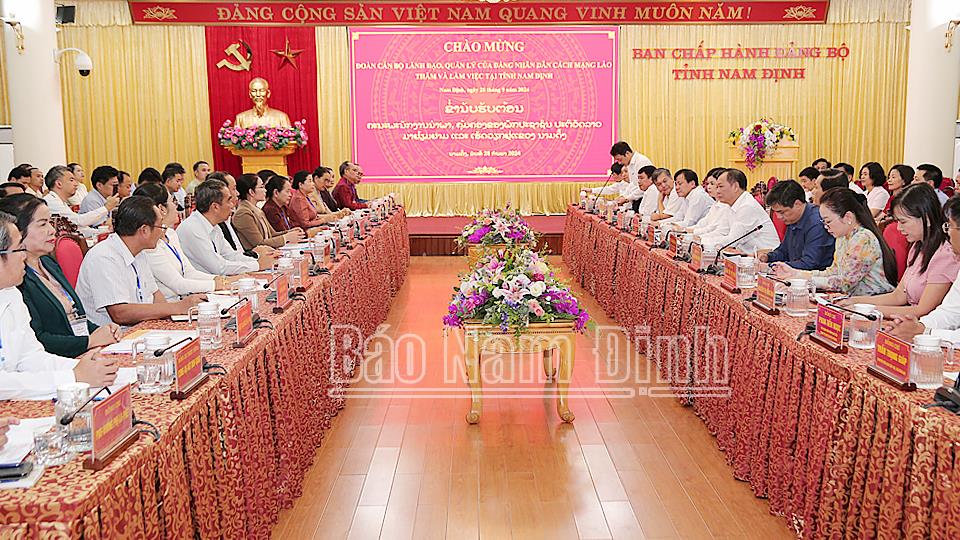 Đoàn cán bộ lãnh đạo, quản lý của Đảng Nhân dân Cách mạng Lào thăm và làm việc tại tỉnh Nam Định