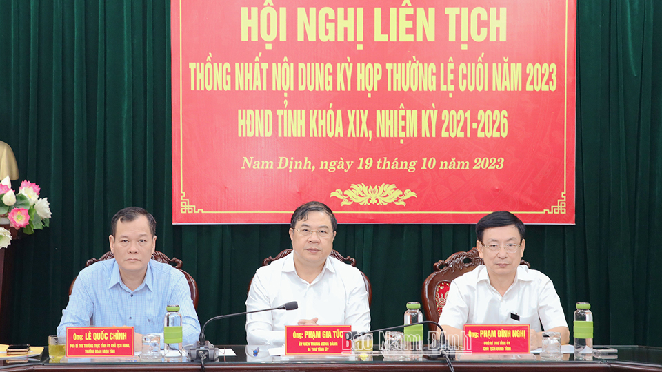 Hội nghị liên tịch thống nhất nội dung, chương trình kỳ họp thường lệ cuối năm 2023, HĐND tỉnh khóa XIX