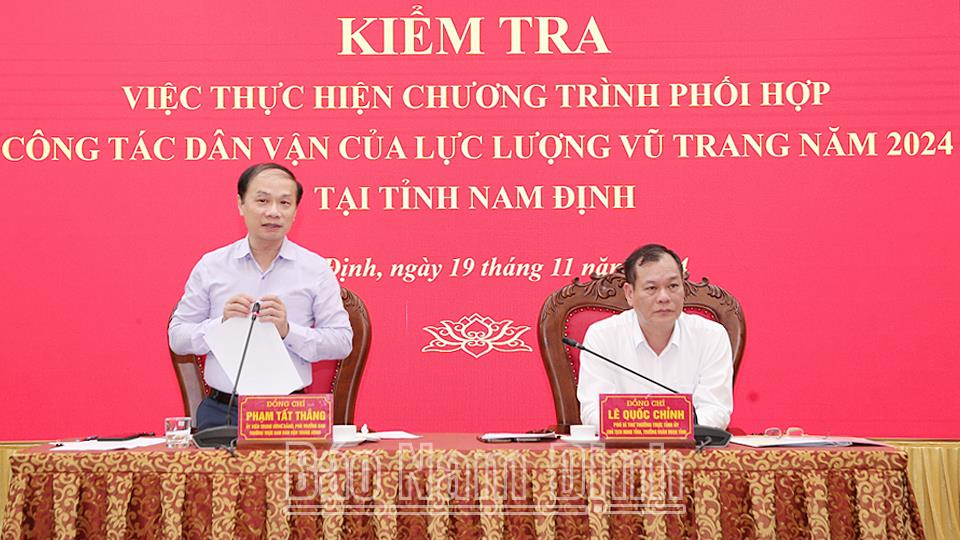 Kiểm tra việc thực hiện chương trình phối hợp công tác dân vận của lực lượng vũ trang tỉnh năm 2024