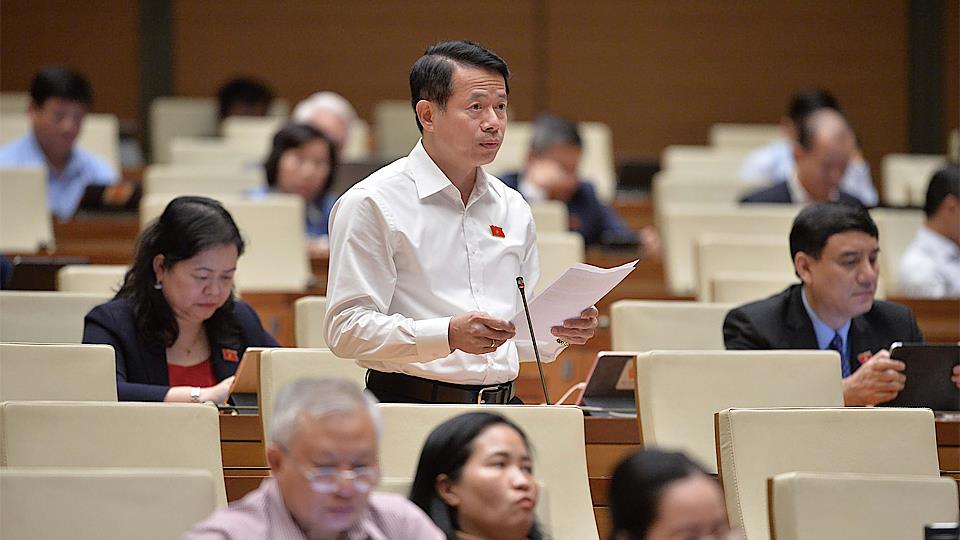 Đoàn đại biểu Quốc hội tỉnh tham gia thảo luận ở hội trường về dự án Luật Hóa chất (sửa đổi)