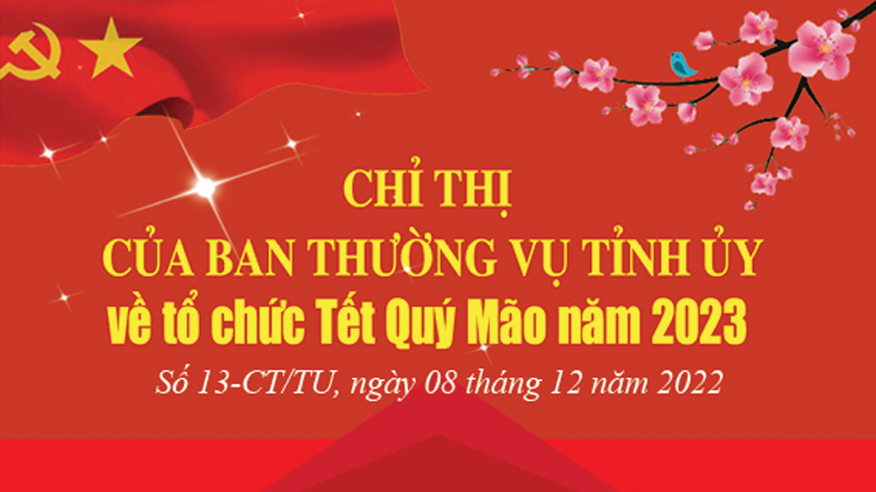 Chỉ thị của Ban Thường vụ Tỉnh ủy về tổ chức Tết Quý Mão năm 2023