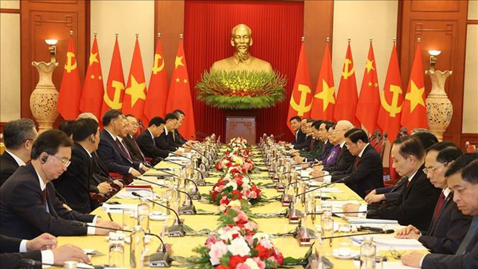 Tổng Bí thư Nguyễn Phú Trọng hội đàm với Tổng Bí thư, Chủ tịch nước Trung Quốc Tập Cận Bình