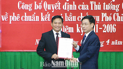 Công bố Quyết định của Thủ tướng Chính phủ phê chuẩn kết quả bầu chức danh Phó Chủ tịch UBND tỉnh