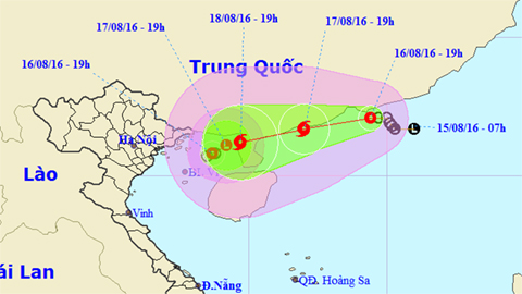 Tin áp thấp nhiệt đới gần bờ (trên Vịnh Bắc Bộ) và áp thấp nhiệt đới trên khu vực Bắc Biển Đông (Hồi 19 giờ ngày 16-8)