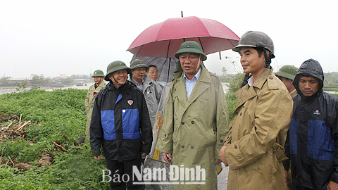 Các đồng chí lãnh đạo tỉnh đi kiểm tra công tác phòng chống cơn bão số 3