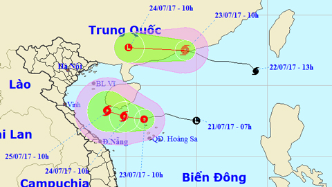 Tin áp thấp nhiệt đới trên Biển Đông và Tin bão trên Biển Đông cơn bão số 3 (Hồi 10 giờ ngày 23-7)
