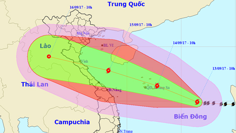 Bão số 10, giật cấp 12 có thể đổ bộ các tỉnh Thanh Hóa đến Quảng Bình