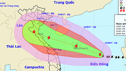 Bão số 10 có khả năng ﻿giật ﻿cấp 15 khi đổ bộ vào miền trung