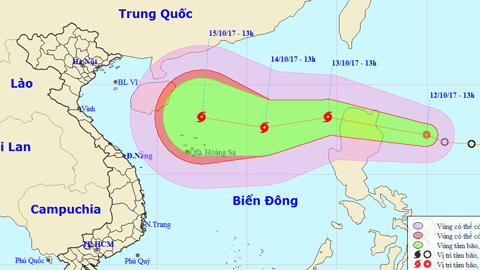 Tin áp thấp nhiệt đới gần Biển Đông (Hồi 13 giờ ngày 12-10)