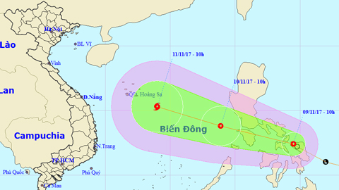 Tin áp thấp nhiệt đới gần Biển Đông (Hồi 7 giờ ngày 9-11)
