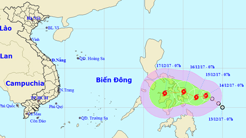 Tin bão gần Biển Đông (Hồi 7 giờ ngày 14-12)