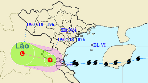 Tin áp thấp nhiệt đới trên đất liền (Hồi 7 giờ ngày 19-7)
