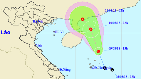 Tin về vùng áp thấp trên Biển Đông (Hồi 13 giờ ngày 9-8)
