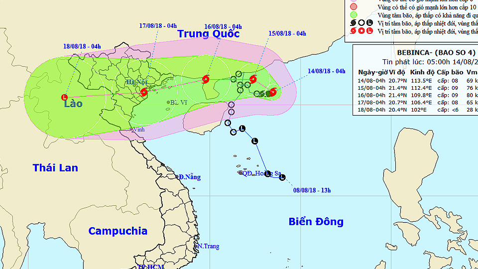 Bão số 4 hình thành, tiến về phía Quảng Ninh đến Nam Định