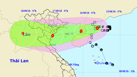 Tin bão gần bờ cơn bão số 4 (Hồi 7 giờ ngày 15-8)