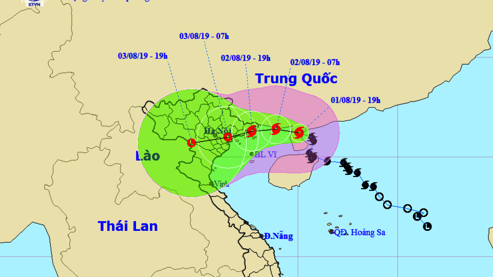 TIN BÃO KHẨN CẤP (Cơn bão số 3) lúc 19 giờ ngày 1-8-2019