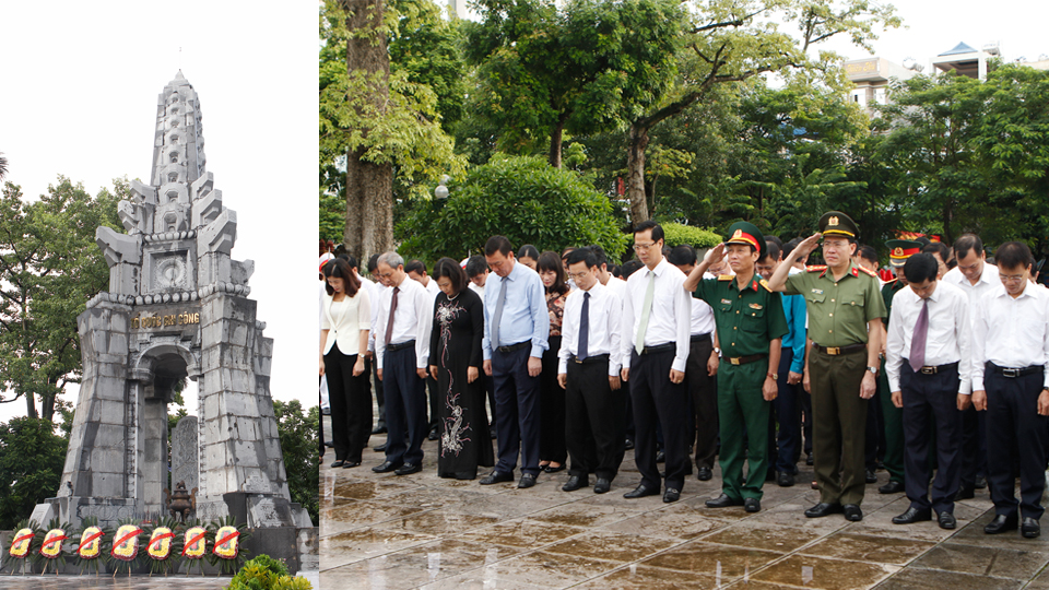 Đặt vòng hoa tưởng nhớ công lao các Anh hùng Liệt sĩ