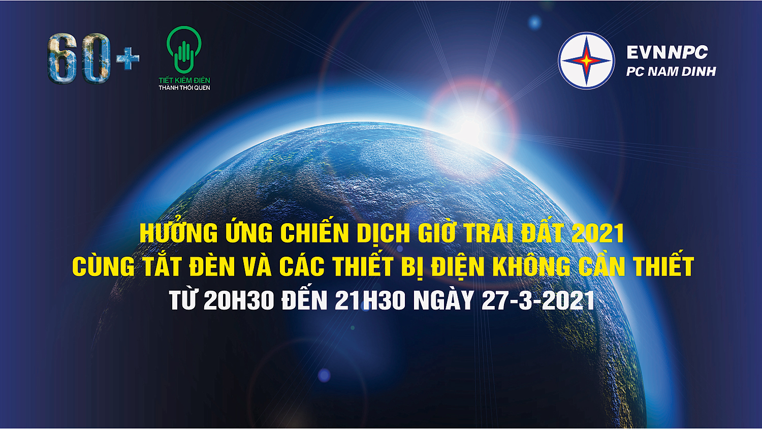 Thông báo của Công ty Điện lực Nam Định về việc "Hưởng ứng sự kiện Giờ Trái đất năm 2021"