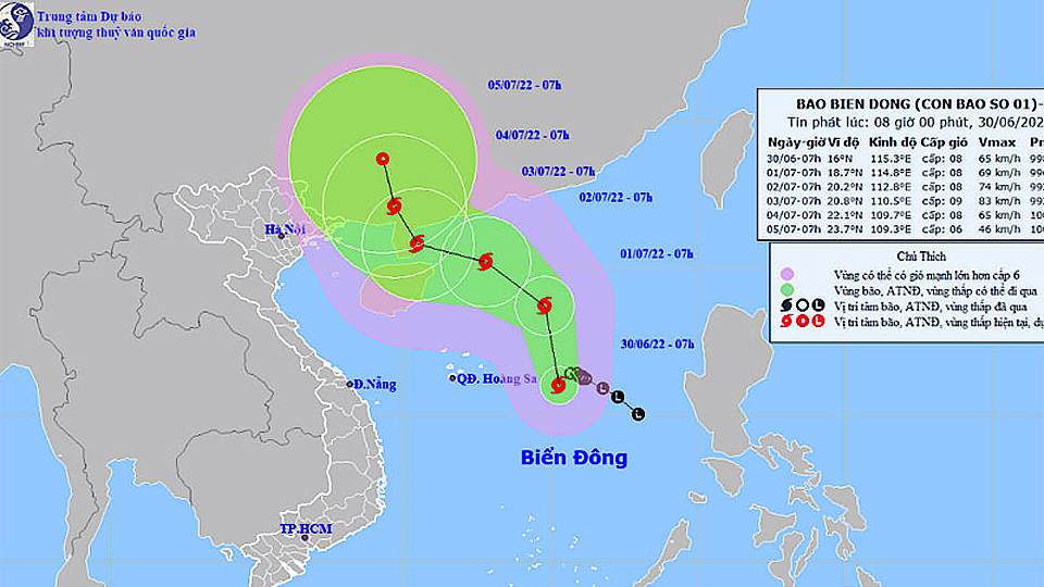 Bão giật cấp 10, cách quần đảo Hoàng Sa 430km