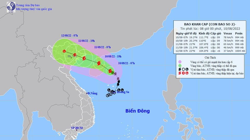 Bão số 2 hướng thẳng về đất liền Hải Phòng - Quảng Ninh
