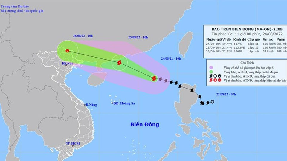 Trong 24 giờ tới, bão số 3 khả năng mạnh lên cấp 12, giật cấp 15