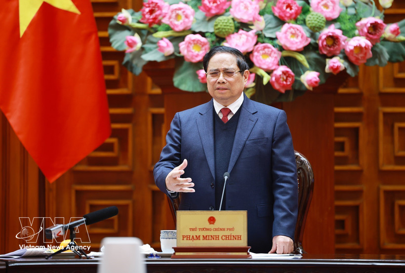 Prime Minister Pham Minh Chinh speaks at the fifth meeting of the Steering Committee for Nuclear Power Plant Construction. (Photo: VNA)